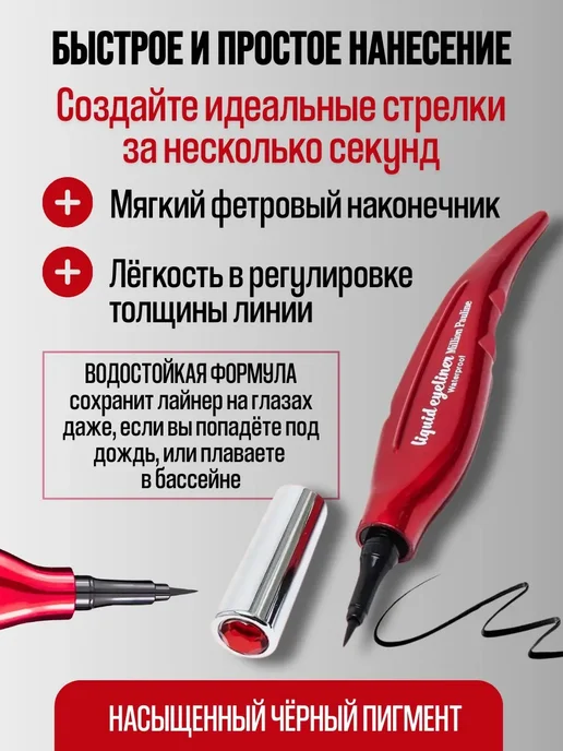 Подводка для глаз Стойкая, черный, фото 3