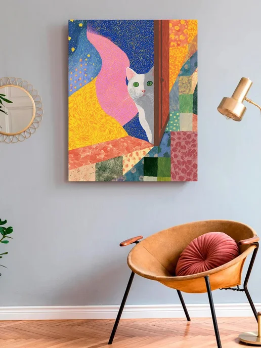 Art on Canvas Кот Картина по номерам на холсте 40х50 см, 40x50 см, фото 3