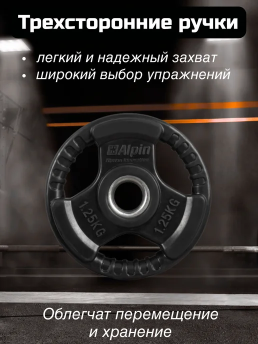 ALPIN Диски блины спортивные для грифа штанги и гантелей 2 шт, 2 шт, фото 2