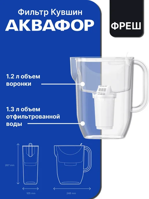 Аквафор Фильтр кувшин Фреш черный, белый, фото 2