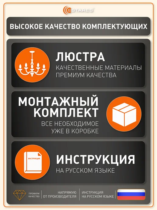 Estares Люстра потолочная светодиодная в гостиную, на кухню, вариант, фото 7