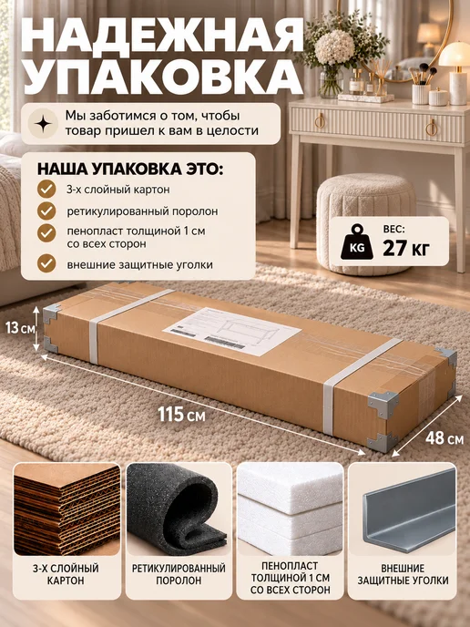 Туалетный столик с ящиками на ножках в спальню Джали синий, серый, фото 6